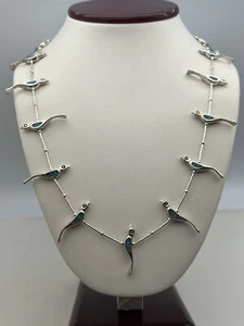 Indianer Sterling Silber 925 Türkis VOGEL Halskette - Bild 1 von 8