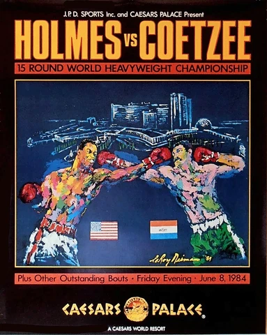Original Vintage Larry Holmes vs Gerrie Coetzee LeRoy Neiman Boxing Fight Poster Cover