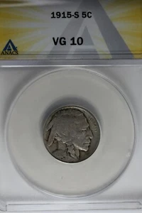 1915-S .05  ANACS  VG 10  Buffalo Nickel, Indian Nickel, 5 Cent Piece - Picture 1 of 2
