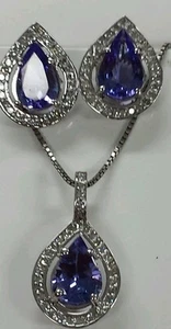 14k gold fine jewelry set Diamonds & gemstones 0.75 ct dia 2.25ct pear shape tan - Picture 1 of 7