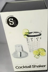 New~Silver One International Stainless Steel & Glass Cocktail Shaker~16 oz - Picture 1 of 11