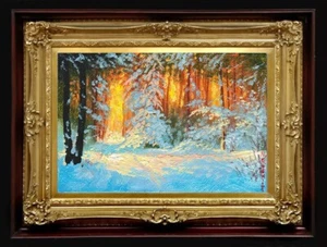 Oil Painting Handmade Arseni ~ SOFT SNOW 6" X 4" NO FRAME USA - Picture 1 of 11