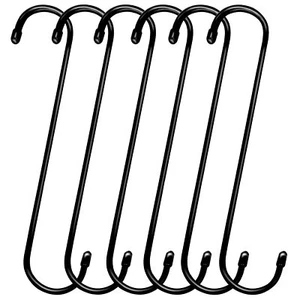 6 Pack 12 inch Extra Large S Hooks Black Heavy Duty Long S Hooks for Hanging Pla - Picture 1 of 6