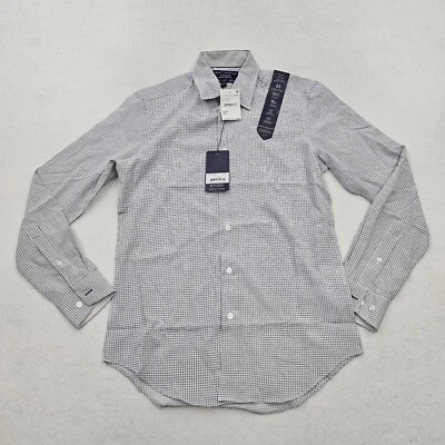 Camisas de vestir Report Collection para hombre 14,5/32-33 ajustadas micro rejilla blancas negras Foto 1 de 4