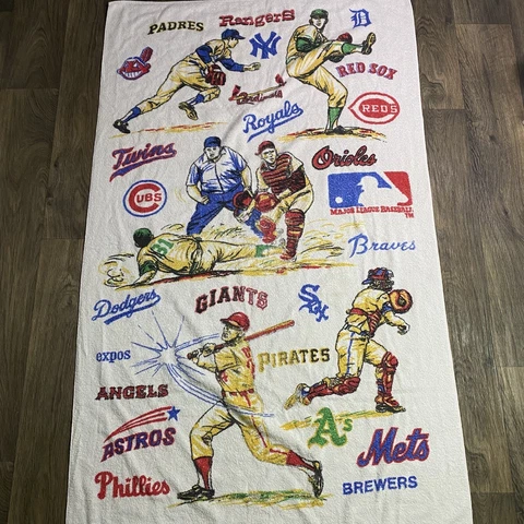 Vintage MLB Baseball Team Names & Logos Beach Towel 36”x59” Cover
