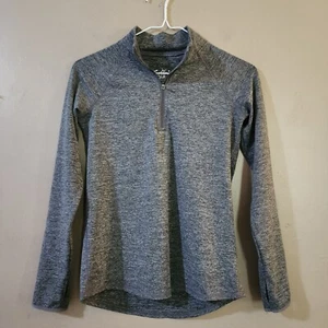 Justice Girls Pullover Performance Top Size 10 Heather Gray 1/4 Zip Thumbholes - Picture 1 of 11