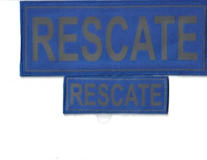 2 parches con velcro reflectante etiqueta emblema RESCATE negro o azul - Imagen 1 de 4