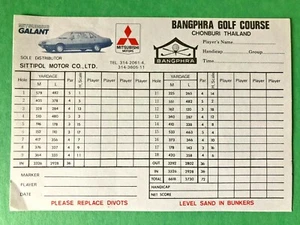 RARE Thailand BANGPRA GOLF COURSE SCORECARD c.1970 w/ Local Rules + Diagram - Picture 1 of 3