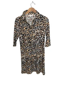 Jude Connally Sloane Kleid Leopard Animal Print kleiner Pullover Knöpfe Stretch - Bild 1 von 5