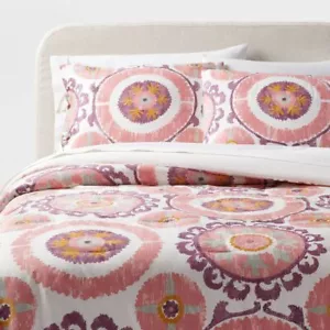 Threshold Comforter Set Cotton Sateen Boho Suzani Medallion, Ivory, Full/Queen - Picture 1 of 5