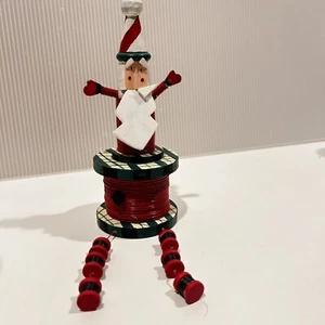 Christmas Santa prototype spool wire wood shelf sitter READ - Picture 1 of 8