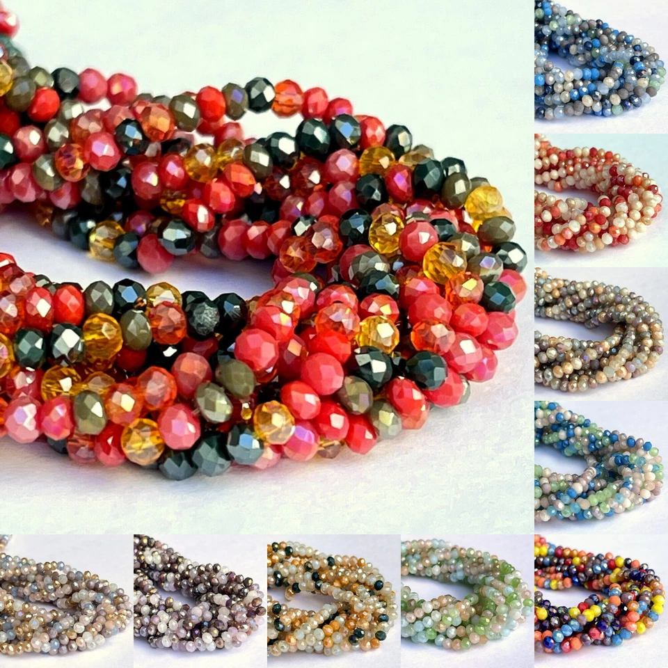 Kristall Perlen Glasperlen Glasschliffperlen Rondelle Mix 3,5x2,5mm 130Stk. - Bild 1 von 1