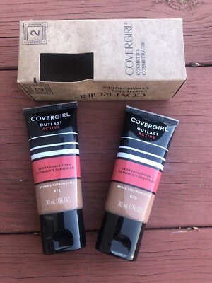 (Lot Of 2) Cover Girl Outlast Active 24 Hr Foundation + Sunscreen 875 Soft Sable - Image 1 of 3