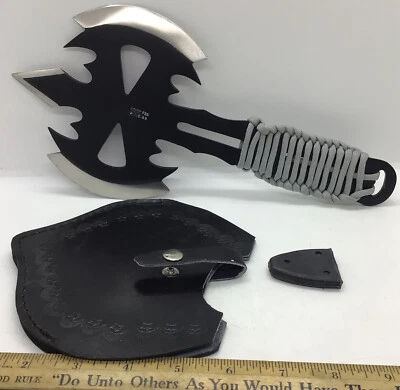 HACHA DE BATALLA MANUAL DE ACERO INOXIDABLE 12” X 6,5” CON CASTIGADOR DE FUNDA COMO PAKISTÁN Foto 1 de 4