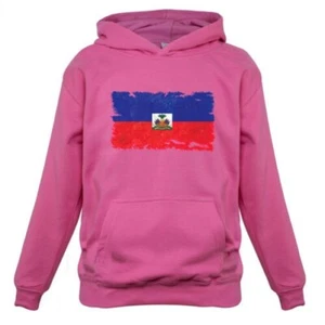 Haiti Grunge Style Flag - Kids Hoodie Port-Au-Prince Flags Haitien Country World - Picture 1 of 6