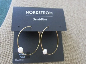 Pendientes tipo argolla grandes semifinos enchapados en oro de 14K marca Nordstrom - Imagen 1 de 3