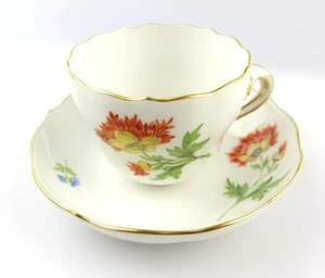 #e3862 2 piezas Meissen mocataza flores de campo y borde dorado 1. Wahl - Imagen 1 de 4