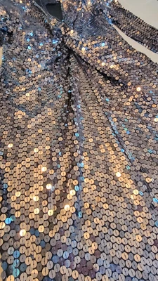 Nite Lime VINTAGE Size 12 Blue Silver Sequin Dress 80s Shoulder Pads Wedding - Image 1 of 4