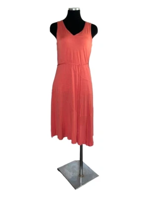 Simply Vera Midi Dress XS Coral Sleeveless A-line Knit Tank Asymmetrical Minimal - Image 1 of 4