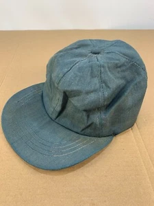 Vintage 30s Antique Denim Jean Railroad Distressed Work Chore Hat Cap Workwear - Picture 1 of 9