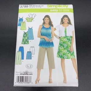 Simplicity Sewing Pattern #3799 Misses Dress Tunic Crop Pants Shorts Sizes XXS-M - Picture 1 of 3