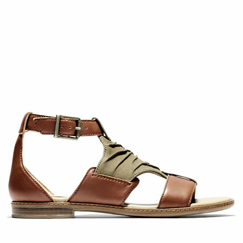 Sandalo donna Timberland Cherrybrook cinturino alla caviglia oliva pelle integrale A25CF