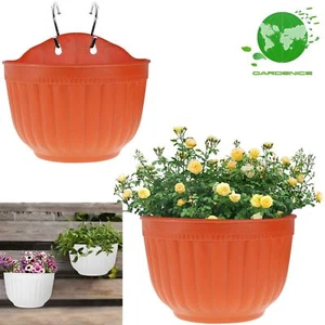 Plastic Planter Wall Hanging Flower Pot Garden Fence Balcony Basket Plant Decor - Picture 1 of 14
