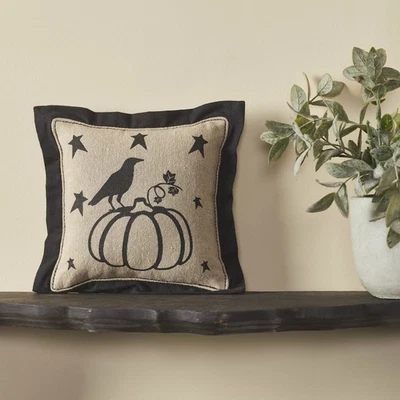 Raven Harvest Primitive Pumpkin Pillow 6x6 VHC Brands - Image 1 of 4