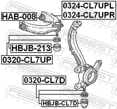 Für FEBEST 0320-CL7UP BALL JOINT, FRONT UPPER CONTROL ARM HONDA - Bild 1 von 4