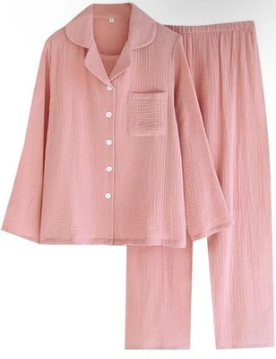 Women's Pajama Set 2-Piece PJ Pants and Shirt with Buttons Size M   - Image 1 of 3