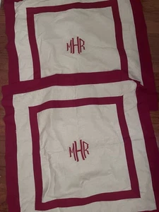 Pottery Barn Grand Embroidered Linen Cotton Regal Monogram EuroSham KING 31x31 - Picture 1 of 4