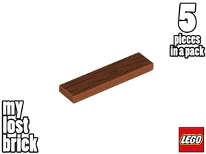 LEGO - Parte 2431pb733 - Azulejos 1x4 Naranja Oscuro con Grano de Madera (Pack de 5) + NUEVO - Imagen 1 de 1
