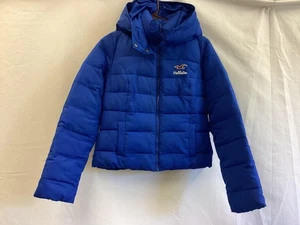 Hollister Jacket Womens Small Blue Hooded Full Zip Sherpa Lined Puffer Coat - Picture 1 of 19