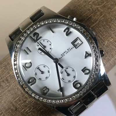 Reloj Marc Jacobs Mujer MBM3072 Pave Cronógrafo Tono Plata Cuarzo 36mm 6 1/4" Foto 1 de 4