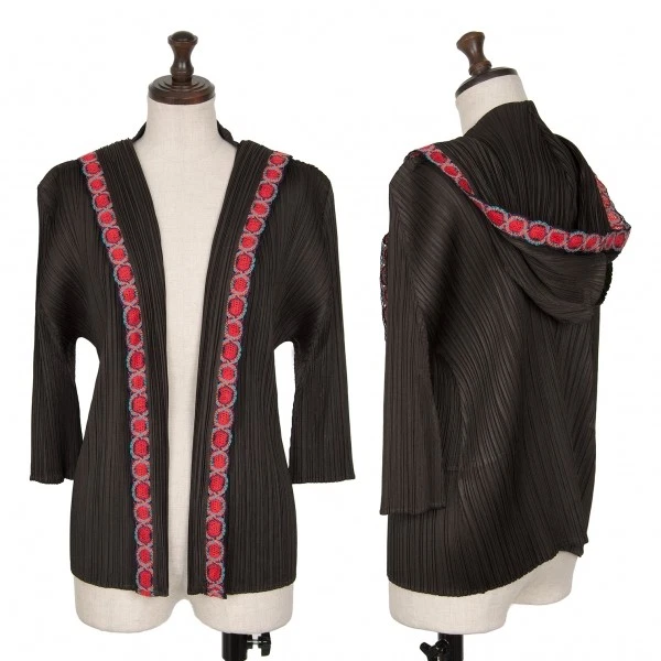 PLEATS PLEASE Lace Piping Hooded Cardigan Size 3(K-128394) - Image 1 of 4
