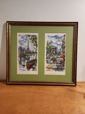 Impresión litográfica en acuarela ARNO de París Francia años 60 Torre Eiffel y centro Foto 1 de 4