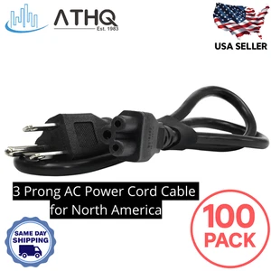 PACK OF 100 AC Power Cord Cable 3 Prong US Plug for PC Desktop Dell XBox Cisco - Picture 1 of 5