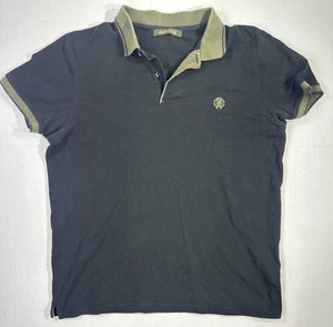 Roberto Cavalli Poloshirt schwarz oliv Besatz gesticktes Logo Gr. L Italy  - Bild 1 von 6