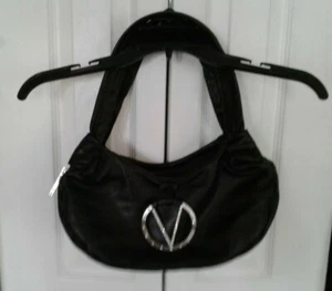 VINTAGE ECHT SCHWARZ LEDER VALENTINO HOBO HANDTASCHE SCHULTERTASCHE MADE IN ITALY  - Bild 1 von 12