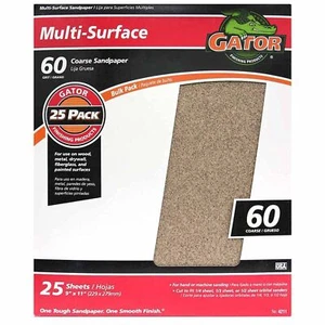 Gator 9" x 11" Multi-Surface Sanding Sheets, 60 Grit, 25 Pack - Picture 1 of 11