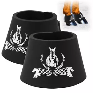 Set (4) Classic Equine Neopren Glockenstiefel für Pferde Hufschutz schwarz Halstuch - Bild 1 von 2