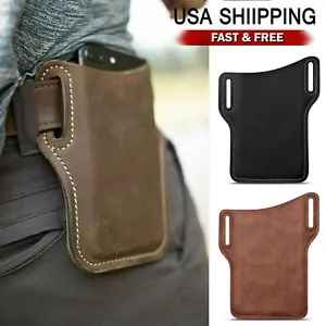 Vintage Cell Phone Waist Belt Holster Loop Holder Pack Bag Leather Pouch​ Cover - Picture 1 of 12