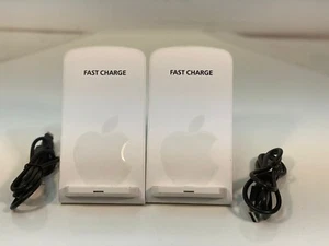 Two IPHONE 8 8 PLUS X XR 11 PRO WIRELESS CHARGING DOCK STAND WHITE - Photo 1 sur 5