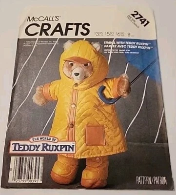 Uncut 1986 McCALL'S #2741 - TEDDY RUXPIN RAINWEAR OUTFIT CLOTHES PKG. PATTERN  - Image 1 of 4
