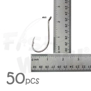 50 ganchos de pulpo en forma de J de pesca WOW!® talla 9/0 alto carbono negro níquel - Imagen 1 de 3