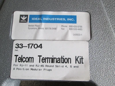 Kit de terminación de telecomunicaciones Ideal Industries, Inc. 33-1704 para RJ-11 RJ-45 4 6 8 Foto 1 de 4
