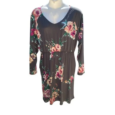 Sew In Love Womens Grey Floral Dress Plus Size 3X Long Sleeve Fall Winter - Image 1 of 4