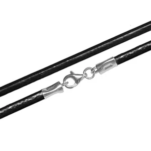 4mm BLACK LEATHER CORD NECKLACE 925 STERLING SILVER LOBSTER CLASP LENGTH CHOICE - Picture 1 of 1
