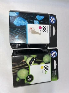 NEW HP #88XL Yellow Ink Cartridge C9393A GENUINE And Magenta 88 - Picture 1 of 4