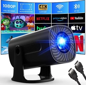 Mini Projector with WiFi and Bluetooth, 1080P Native 4K Support Projector Netf.. - Picture 1 of 7